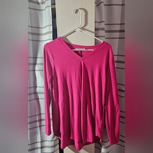 Zenana Outfitters Fuchsia Long Sleeve V-Neck Top